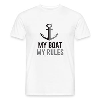 Bateau à moteur Mon bateau Mes règles Dire l’humour - T-shirt homme - blanc - Devant - AI Model Male 178 dark (178cm)