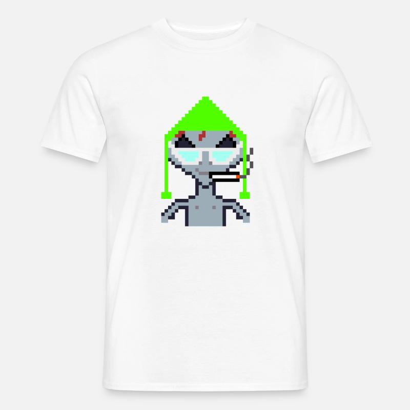 Pixel Alien "Summer Smoke" - Männer T-Shirt - Weiß