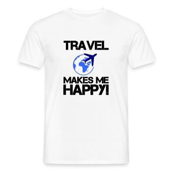 Voyagez heureux - T-shirt homme - blanc - Devant - AI Model Male 178 dark (178cm)