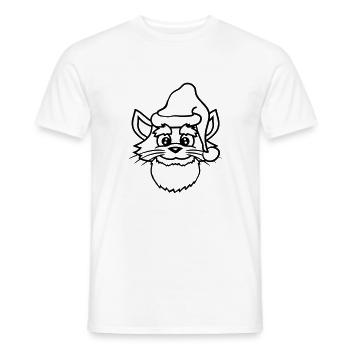 Weihnachtsmann Katze Winter Weihnachten Mütze Kopf - Männer T-Shirt - Weiß - Vorne - AI Model Male 178 dark (178cm)