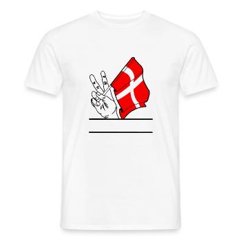 Drapeau Danemark signe de paix espace texte - T-shirt homme - blanc - Devant - AI Model Male 178 dark (178cm)