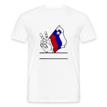 Flag Slovenia trans peace sign text space - Men's T-Shirt - white - Front - AI Model Male 178 dark (178cm)