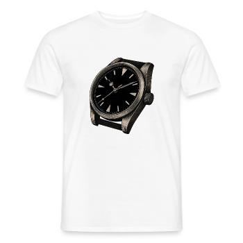 Une montre-bracelet ancienne avec patine sur le cadran - T-shirt homme - blanc - Devant - AI Model Male 178 dark (178cm)