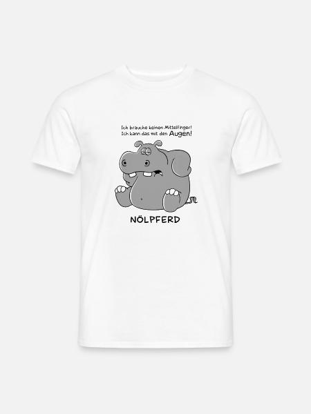 Nölperd - Mittelfinger - Männer T-Shirt - Weiß