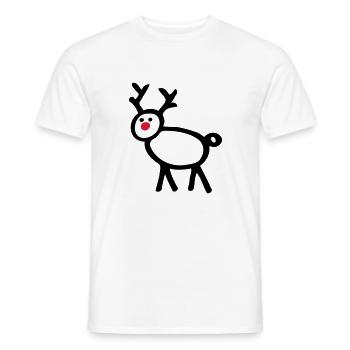 Stick figure reindeer deer funny motive - Men's T-Shirt - white - Front - AI Model Male 178 dark (178cm)