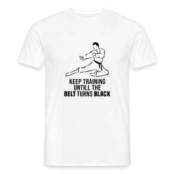 Keep training until the belt turns black - Men's T-Shirt - white - Front - AI Model Male 178 dark (178cm)