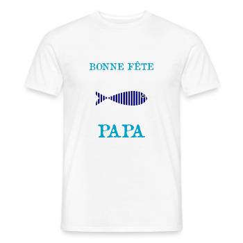 FÊTE DES PÈRES.BONNE FÊTE PAPA. PAPA. BONNE FÊTE - T-shirt homme - blanc - Devant - AI Model Male 178 dark (178cm)