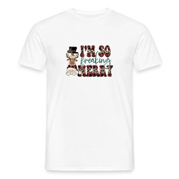 Merry Christmas, Christmas, Ugly Sweater snowman - Men's T-Shirt - white - Front - AI Model Male 178 dark (178cm)