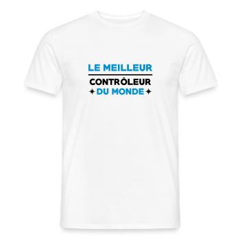 Contrôleur / Controleur / Bus / Transport - T-shirt homme - blanc - Devant - AI Model Male 178 dark (178cm)