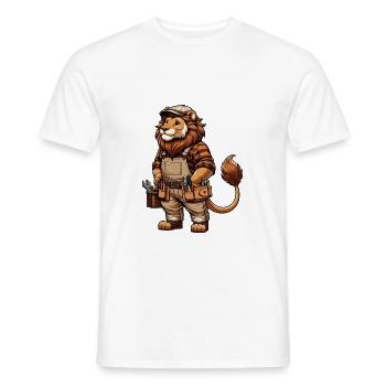Cute Lion Craftsman - Men's T-Shirt - white - Front - AI Model Male 178 dark (178cm)