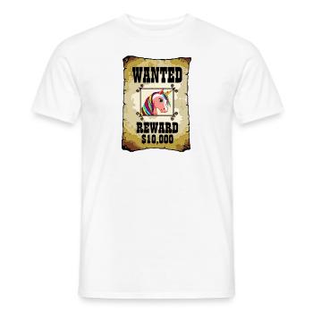 Unicorn Unicorn Wanted Wanted Criminal - Men's T-Shirt - white - Front - AI Model Male 178 dark (178cm)