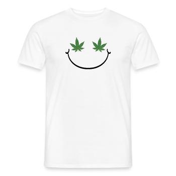 Drôle Weed Shirt avec un sourire pour CBD THC - T-shirt homme - blanc - Devant - AI Model Male 178 dark (178cm)