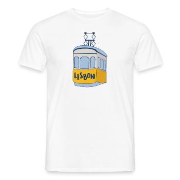 Lisbon - tram - Portugal Shirt - Men's T-Shirt - white - Front - AI Model Male 178 dark (178cm)
