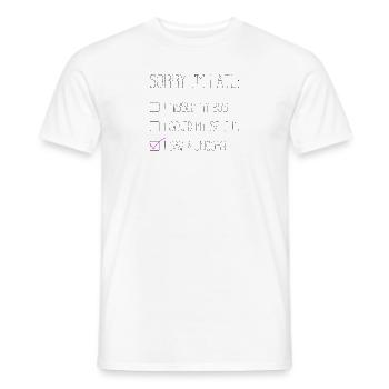 Désolé je suis en retard, j'ai vu une citation de Licorne Licorne - T-shirt homme - blanc - Devant - AI Model Male 178 dark (178cm)
