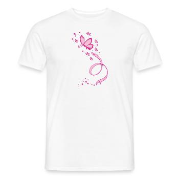 Ruban rose de sensibilisation au cancer du sein - T-shirt homme - blanc - Devant - AI Model Male 178 dark (178cm)