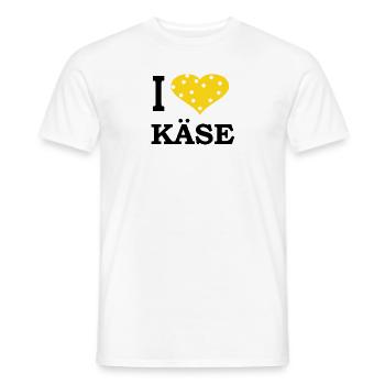 I Love Käse T-Shirt / Ich liebe Käse T-Shirt - Männer T-Shirt - Weiß - Vorne - AI Model Male 178 dark (178cm)