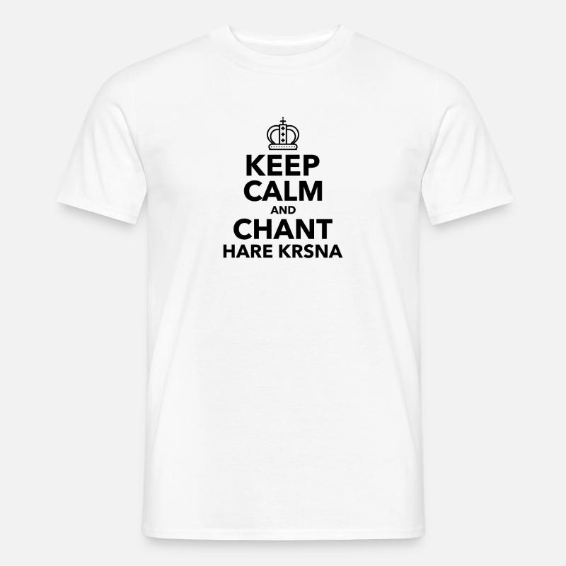 Keep calm and chant Hare Krishna Text Yoga - Männer T-Shirt - Weiß