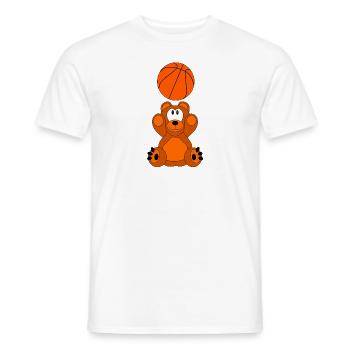 Ours en peluche avec basket - T-shirt homme - blanc - Devant - AI Model Male 178 dark (178cm)