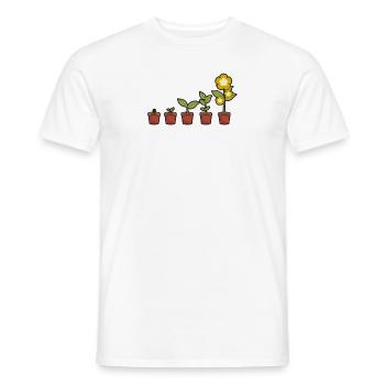 Evolution d'une fleur en fleurs dans le pot - T-shirt homme - blanc - Devant - AI Model Male 178 dark (178cm)