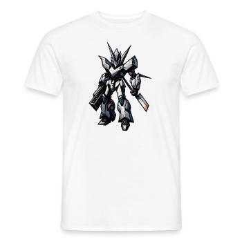Sci-Fi Anime Manga Futuristic Robot Warrior - Men's T-Shirt - white - Front - AI Model Male 178 dark (178cm)