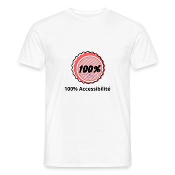 100 Accessibilité 6 - T-shirt homme - blanc - Devant - AI Model Male 178 dark (178cm)