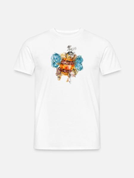 Süße Hummel in Aqaurell - Männer T-Shirt - Weiß
