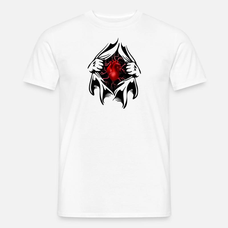 Brustkorb mit rotem Herz - Männer T-Shirt - Weiß