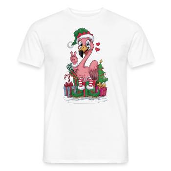 Flamingo Elfe Weihnachten Friedenshand - Männer T-Shirt - Weiß - Vorne - AI Model Male 178 dark (178cm)