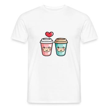 Coffee to go Couple Love Heart Coffee Valentine's Day - Men's T-Shirt - white - Front - AI Model Male 178 dark (178cm)