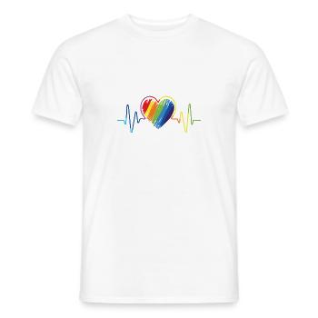 LGBT GAY Rainbow Flag Heart Beat Gift - Männer T-Shirt - Weiß - Vorne - AI Model Male 178 dark (178cm)