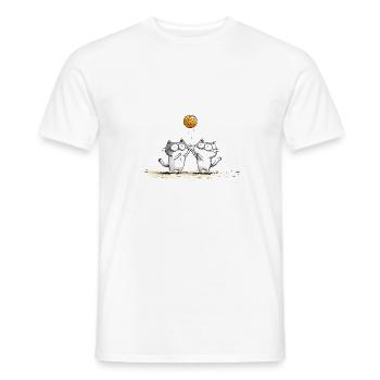 Cats Playing Beachvolleyball - Men's T-Shirt - white - Front - AI Model Male 178 dark (178cm)