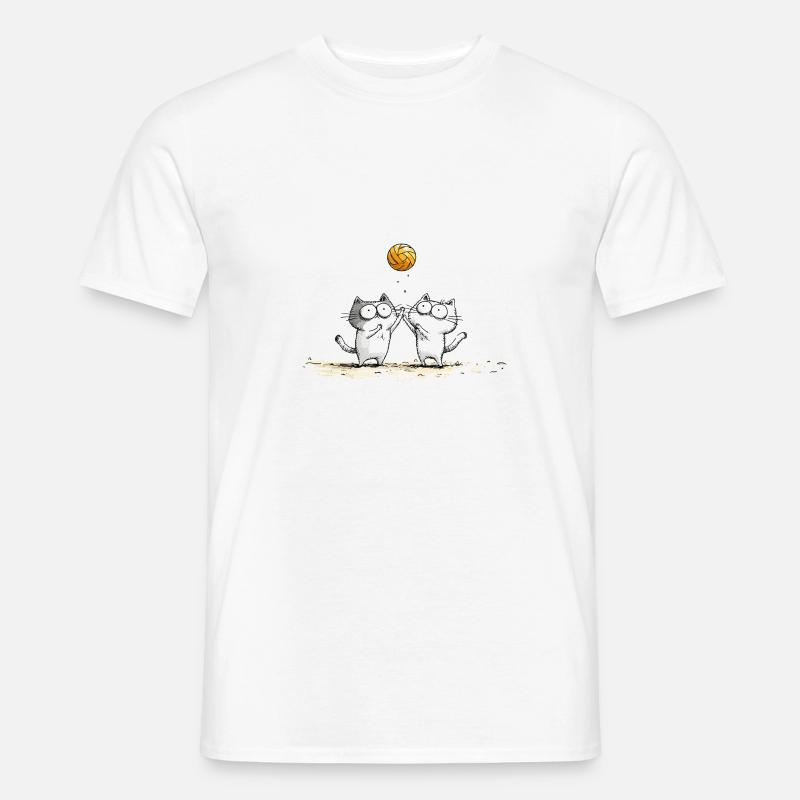 Gatti che giocano a beach volley - T-shirt uomo - bianco