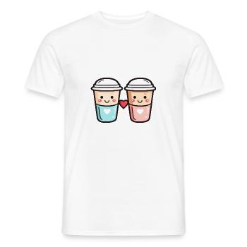 Coffee to go Couple Love Heart Coffee Valentine's Day - Men's T-Shirt - white - Front - AI Model Male 178 dark (178cm)