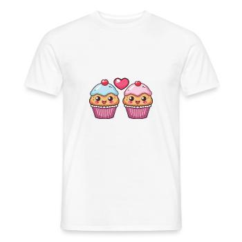 Cupcake Couple Amour Coeur Saint Valentin - T-shirt homme - blanc - Devant - AI Model Male 178 dark (178cm)