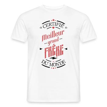Certifié meilleur grand frère du monde - T-shirt homme - blanc - Devant - AI Model Male 178 dark (178cm)