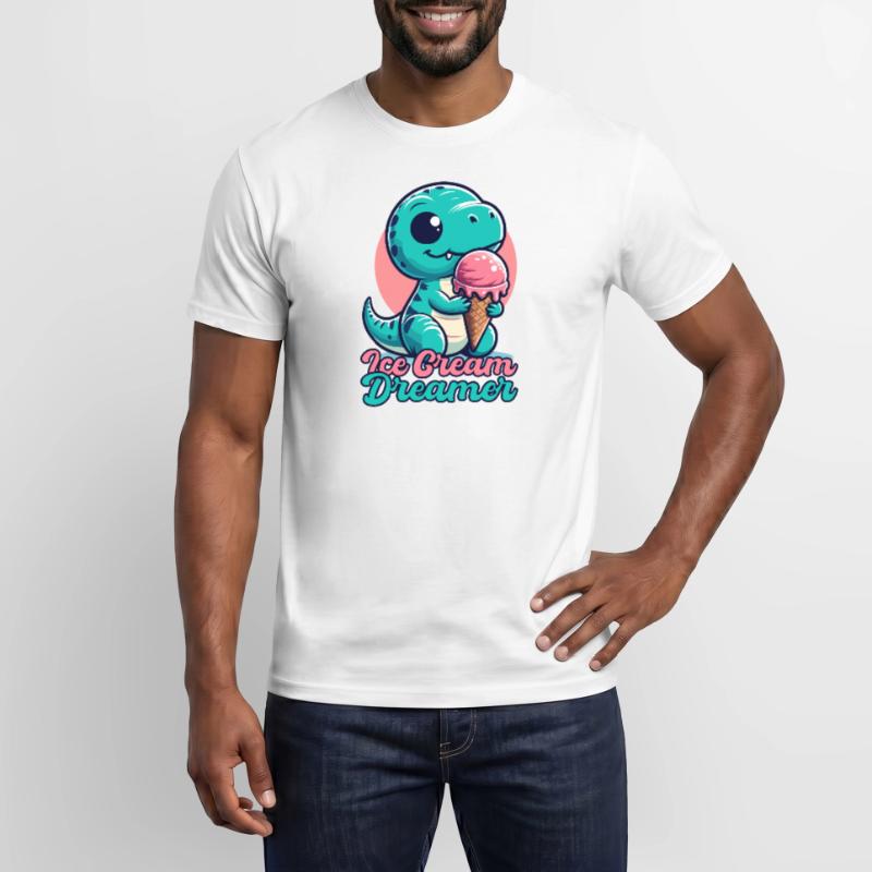 Eiscreme Träumer süßer T-Rex mit Eis Geschenk Männer T-Shirt