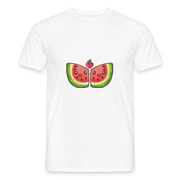 Pastèque Couple Amour Coeur Drôle - T-shirt homme - blanc - Devant - AI Model Male 178 dark (178cm)