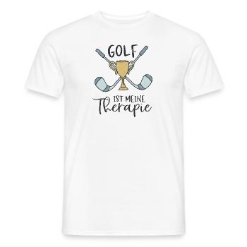 GOLF THERAPIE SPORT EISEN POKAL SPIEL SPRUCH MOTIV - Männer T-Shirt - Weiß - Vorne - AI Model Male 178 dark (178cm)
