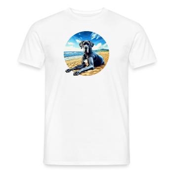 Great Dane On The Beach - Men's T-Shirt - white - Front - AI Model Male 178 dark (178cm)