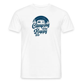 Camping Femme Happy Life Caravane Nature Camper - T-shirt homme - blanc - Devant - AI Model Male 178 dark (178cm)