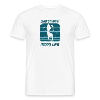 Surf femme Happy Life Wellenreiten Surfen Surfer - T-shirt homme - blanc - Devant - AI Model Male 178 dark (178cm)