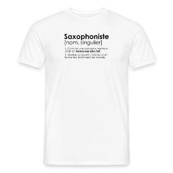 saxophoniste saxophone humour definition - T-shirt homme - blanc - Devant - AI Model Male 178 dark (178cm)