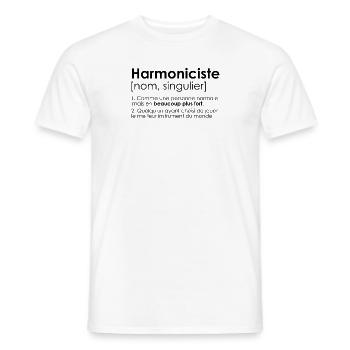 harmoniciste harmonium humour definition - T-shirt homme - blanc - Devant - AI Model Male 178 dark (178cm)