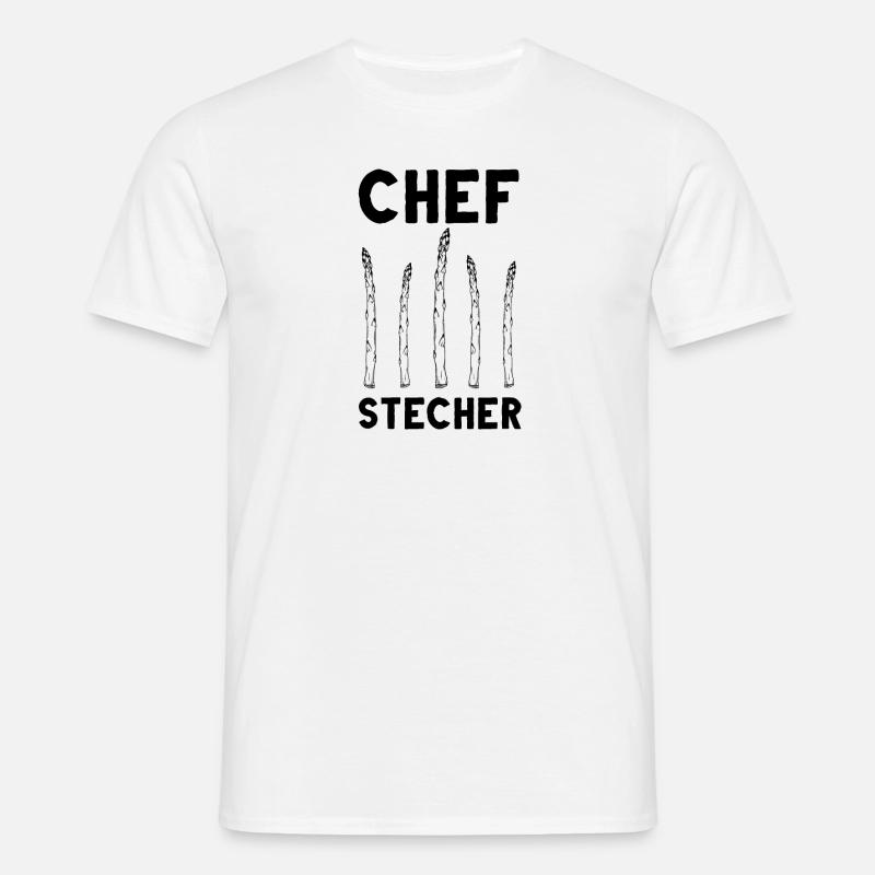 Chefstecher Spargelstecher Spargelernte Bauer - Männer T-Shirt - Weiß