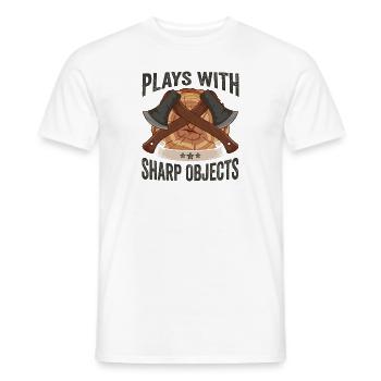 Axt Plays With Sharp Objects Holzfäller - Männer T-Shirt - Weiß - Vorne - AI Model Male 178 dark (178cm)