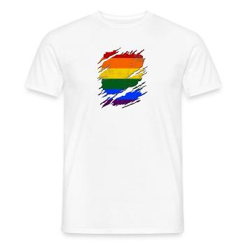 LGBT Rainbow Gay Pride Homo Lesbian Gay - Men's T-Shirt - white - Front - AI Model Male 178 dark (178cm)