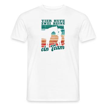 Reiterin Reiten Vier Hufe Zwei Beine Ein Team - Männer T-Shirt - Weiß - Vorne - AI Model Male 178 dark (178cm)