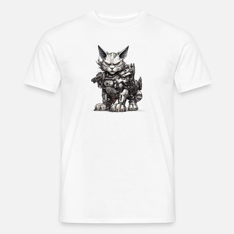 Katze Roboter - Männer T-Shirt - Weiß