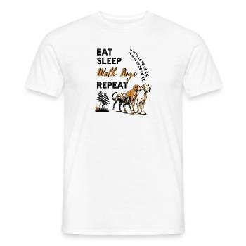 Walk Dogs Eat Sleep Repeat Hunde ausführen Gassi - Men's T-Shirt - white - Front - AI Model Male 178 dark (178cm)