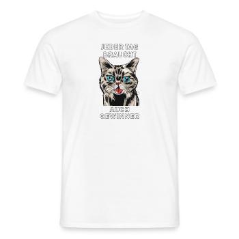 KAT: HVER DAG HAR BRUG FOR VINDERE - Mænd T-shirt - hvid - Foran - AI Model Male 178 dark (178cm)